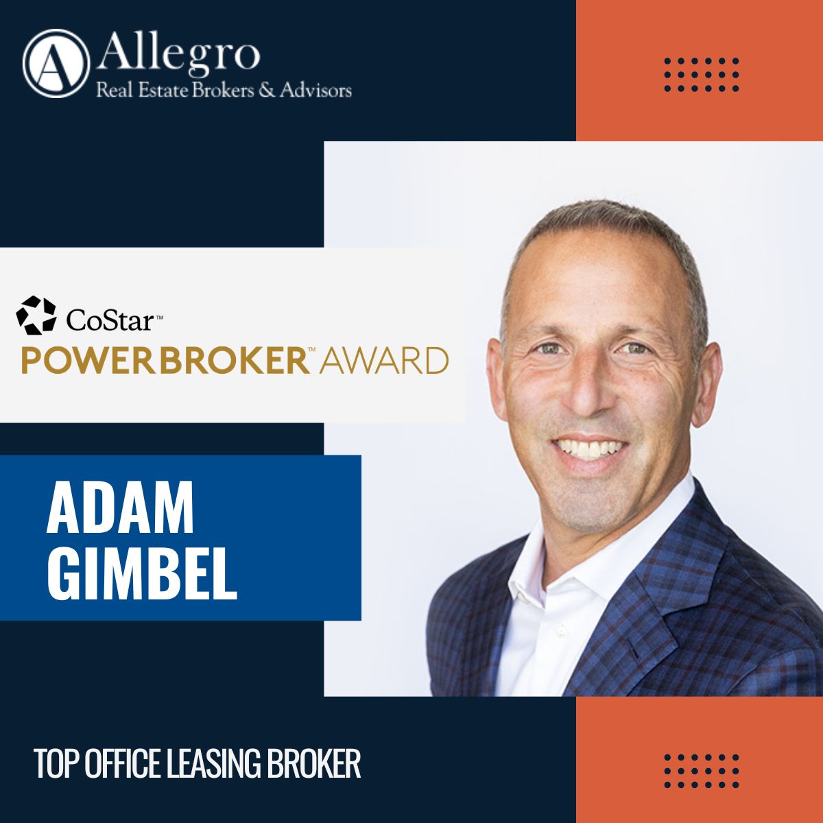 Congrats to our General Counsel and Principal <a href="/adamgimbel/">Adam Gimbel</a>, who received a <a href="/CoStarUS/">CoStar US</a> Power Broker Award for being one of the top #office leasing brokers in 2022! 🎉 We’re proud to have you as a member of our team.