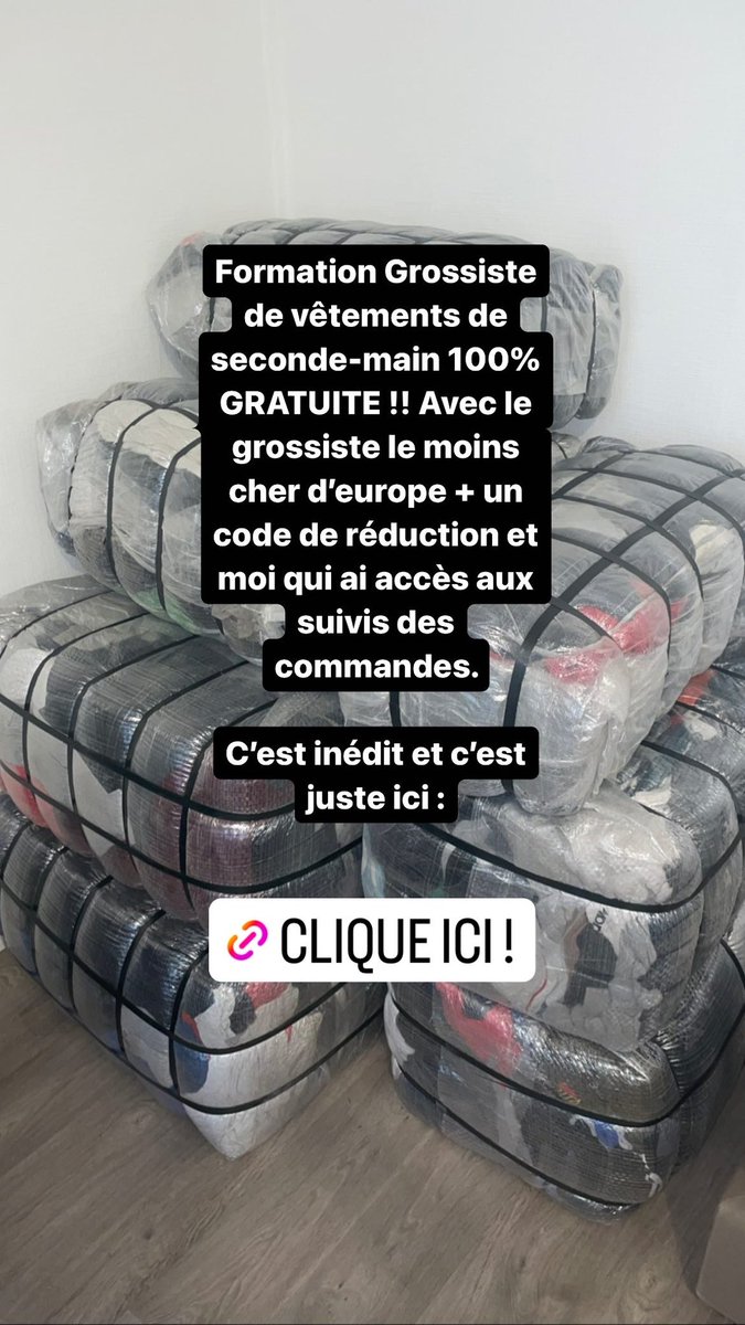 🚨Formation Grossiste 100% GRATUITE !!🚨

Avec le grossiste le moins cher d’europe + un code de réduction et moi qui ai accès aux suivis des commandes. C’est inédit et il te suffit de retweet et like et je t’envoye le lien en privé !

#resell #grossiste #vinted #achatrevente