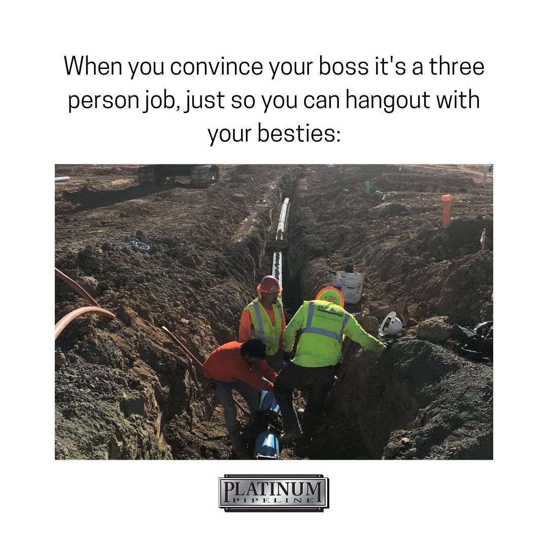 We love our teams and our work, but a great team makes work so much better!

Check out the work we’ve done by visiting platinumpipeline.com!

#teamwork #constructionlife #norcal #pipeline #pipelinelife #sanfranciscobayarea #constructionworker