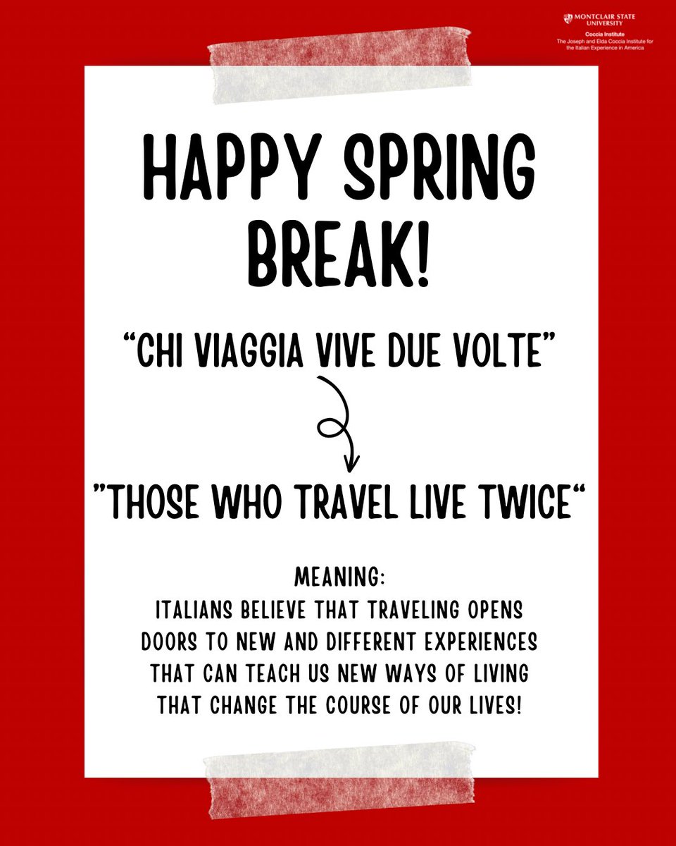 𝑯𝒂𝒑𝒑𝒚 𝑺𝒑𝒓𝒊𝒏𝒈 𝑩𝒓𝒆𝒂𝒌, 𝒔𝒕𝒖𝒅𝒆𝒏𝒕𝒊! 🥳

We hope you all get some well deserved rest and relaxation - the semester is almost halfway done!

⬇️ Are you traveling anywhere for Spring Break? Let us know in the comments below where you’ll be! 🌴