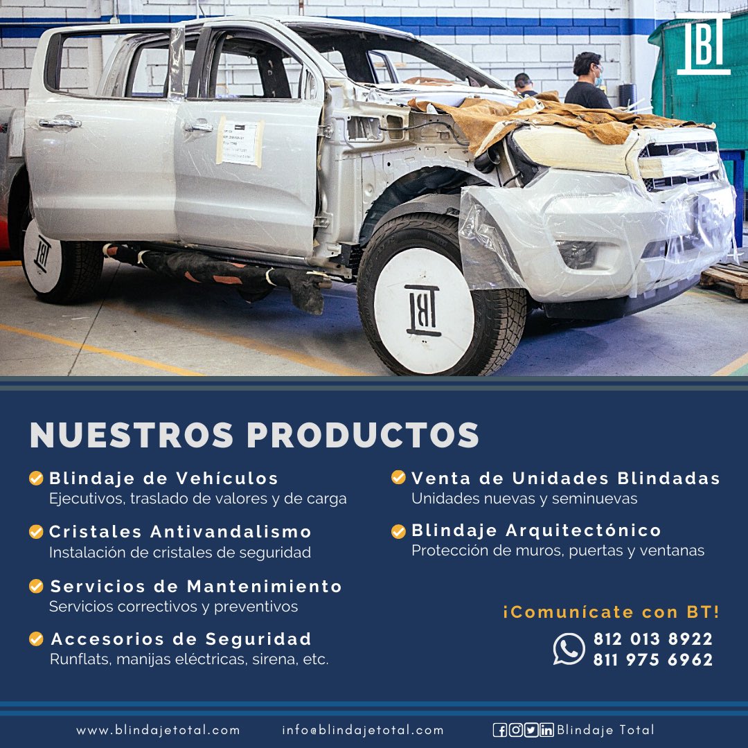 En Blindaje Total te asesoramos para que encuentres la unidad y la protección de acuerdo a tu necesidad.  
📞 811 975 6962
📩 info@blindajetotal.com
🌐 blindajetotal.com
FB/TW/IG/IN ➡️ Blindaje Total

#blindaje #autosblindados #BT #blindajeMéxico #autos #seguridad