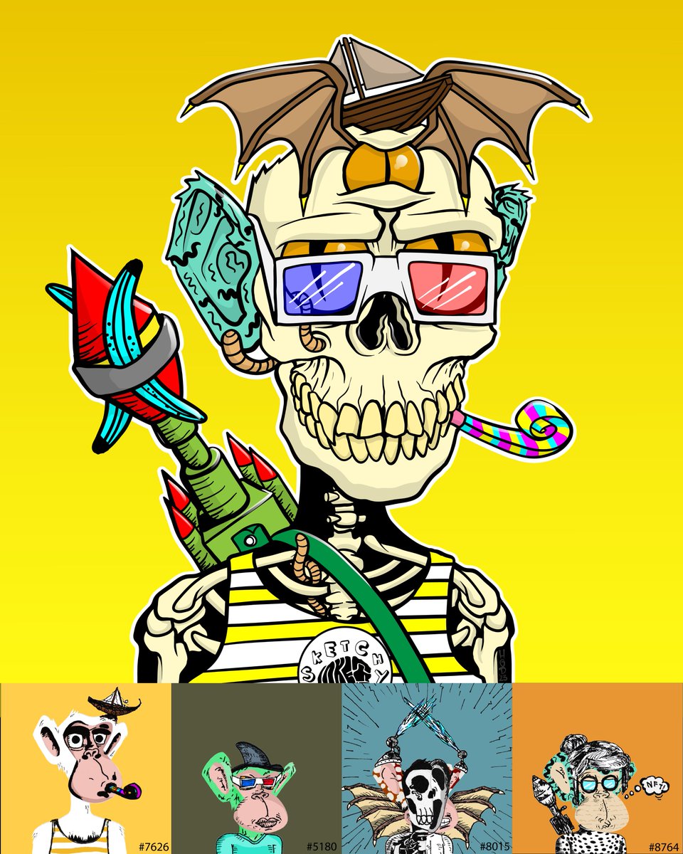 My entry for the <a href="/SketchyApeBC/">Sketchy Ape Book Club</a>  #NFT #FUSION Art competition. The Sketchy Fusion goes down tomorrow!🚨🥳🤘#SketchyFusion #SABC #SACC #NFTFUSION
