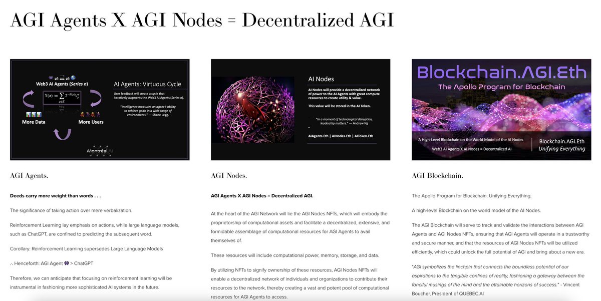 This is exciting👀👾

**AGI Agents X AGI Nodes = Decentralized AGI 👾**

Website: quebecartificialintelligence.com/agi

'*Unleash the power of #DecentralizedAGI with the #AGINode and AGI Agents, and unlock the future.*' -@ceobillionaire , President of QUEBEC.AI

#AGI #MontrealAI
