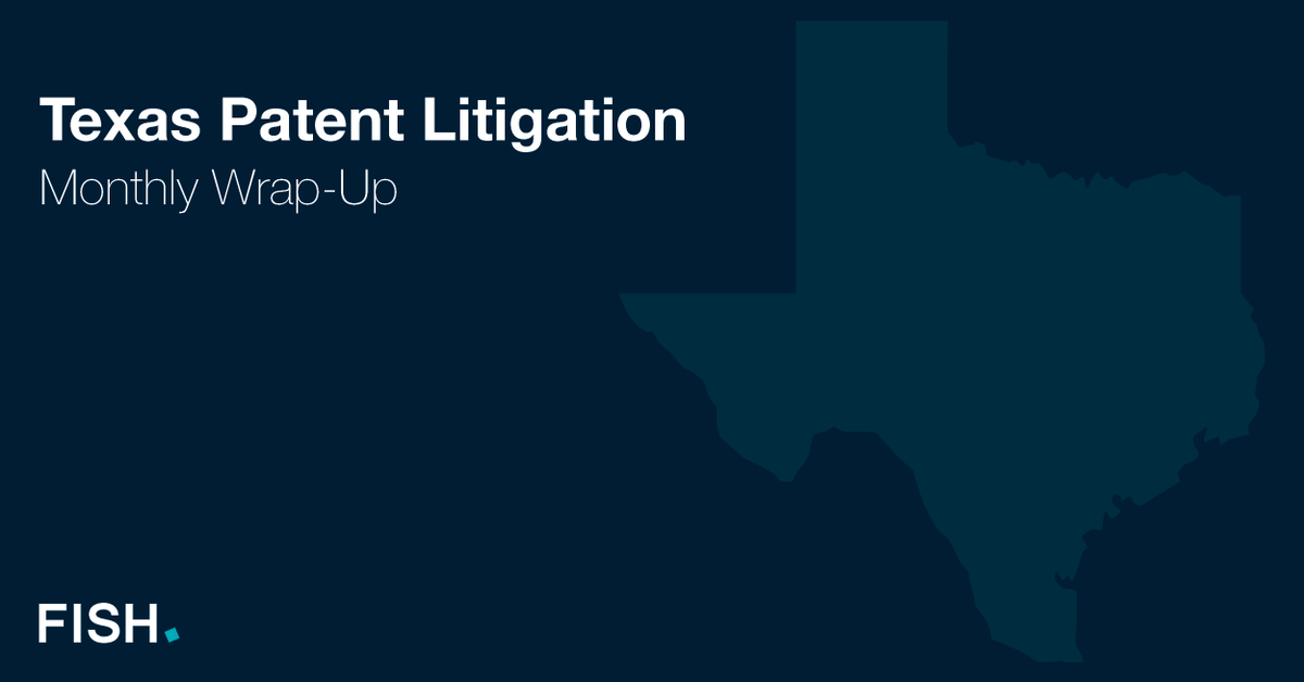FishRichardson's tweet image. In our February Texas Patent Litigation Monthly Wrap-Up, Associate Adil Shaikh covers cases touching on motions to stay pending decision on intra-district transfer, motions to stay pending IPR, and other issues. hubs.li/Q01F6JQf0 #FishRichardson #EDTX #WDTX