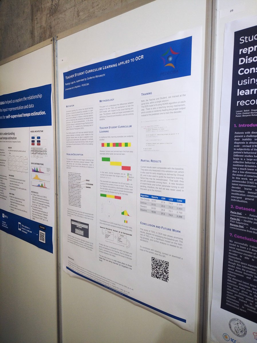 ro_laguna_'s tweet image. Time for the poster session at #khipu2023 ! Come to talk about Teacher Student Curriculum Learning #MachineLearning #CurriculumLearning #OCR