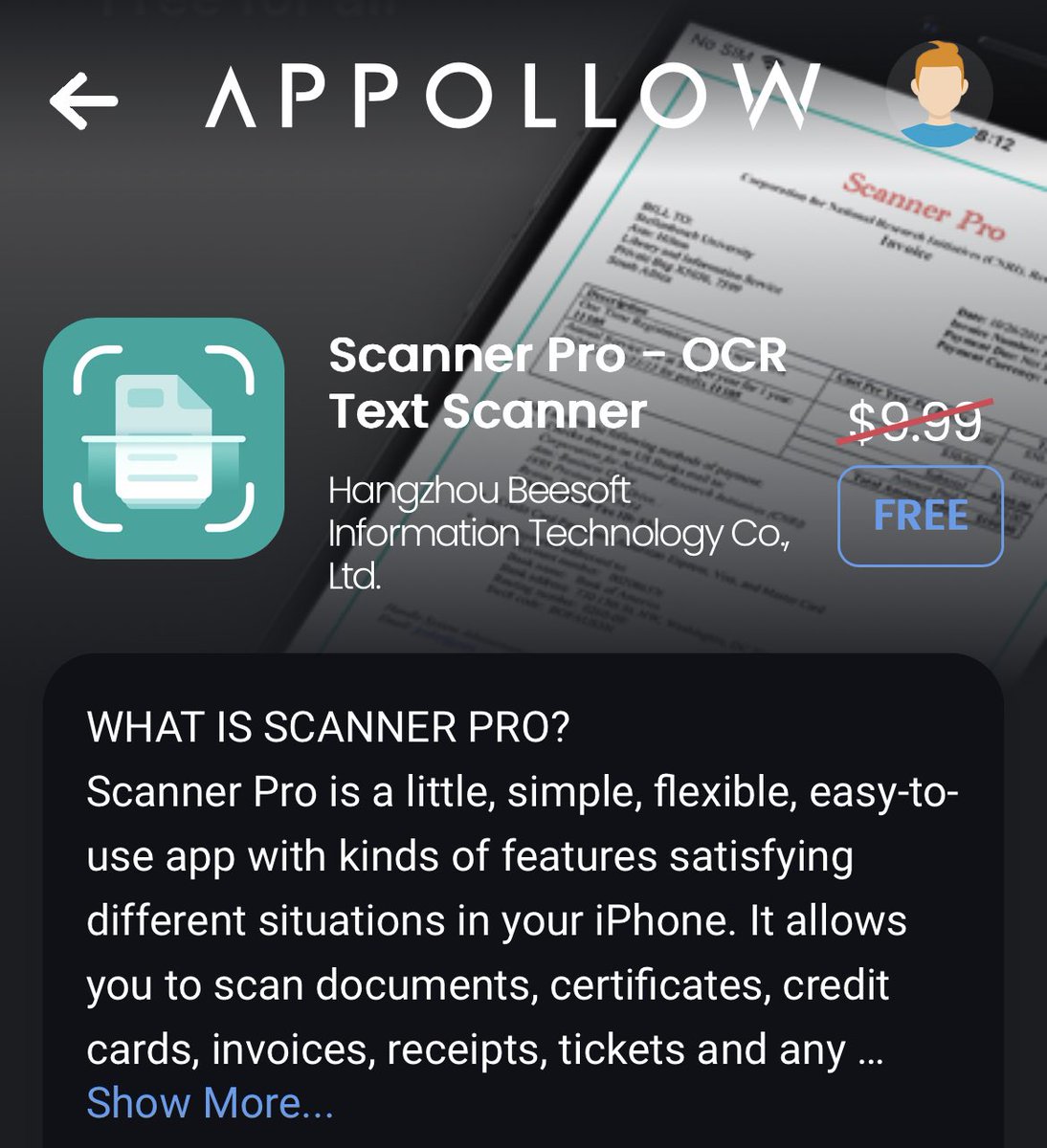 Appollowapp's tweet photo. مجاني لفترة محدودة ✅ 
Scanner Pro
السعر القديم: 9.99$
 
لتصوير المستندات على شكل PDF 📃.  يمكن ايضاً تحويل الملفات المصورة الى نص مع امكانية تعديل الملفات
 لايحتوي على مشتريات داخل التطبيق 👍

https://t.co/9Mi84RBa8H https://t.co/UHzGPX0JoK