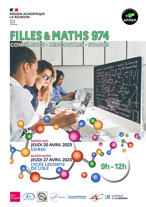Nous sommes ravis d'annoncer la 2e édition de Filles &amp; #maths 974 dans 2 bassins (nord &amp; sud) à destination des élèves de collège, lycée #SDM2023

Au programme : rencontre avec des étudiantes, ingénieures, chercheuses dans le domaine des sciences ! Programme détaillé à venir