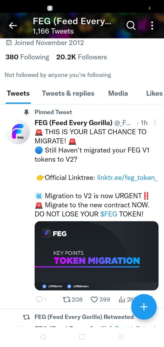 Amazingsofe's tweet photo. SCAM PLATFORM @_FEG_migration

@Twitter @FEGtoken this account @_FEG_migration has swipe the wallet of several persons with their fake migration site.

Fellow crypto enthusiast ets report this account and save some more victims.

#scam #crypto #feg #fegmigration https://t.co/VVylTGlasO