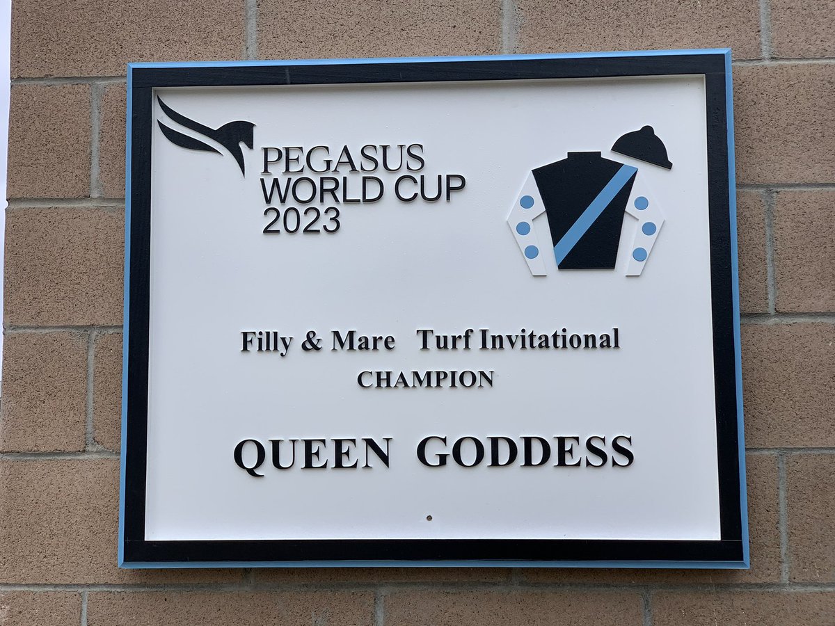 Awesome seeing Queen Goddess’ Pegasus F&amp;M Turf plaque adorning the <a href="/mwmracing/">Michael W. McCarthy</a> barn <a href="/santaanitapark/">Santa Anita Park</a>. Wasn’t that long ago we had just a few horses behind the very 1st MWM webbings and now we’ve got 4 G1 winners, <a href="/BreedersCup/">Breeders' Cup</a> placings and lots of hardware.  Very proud.  #BelieveBig