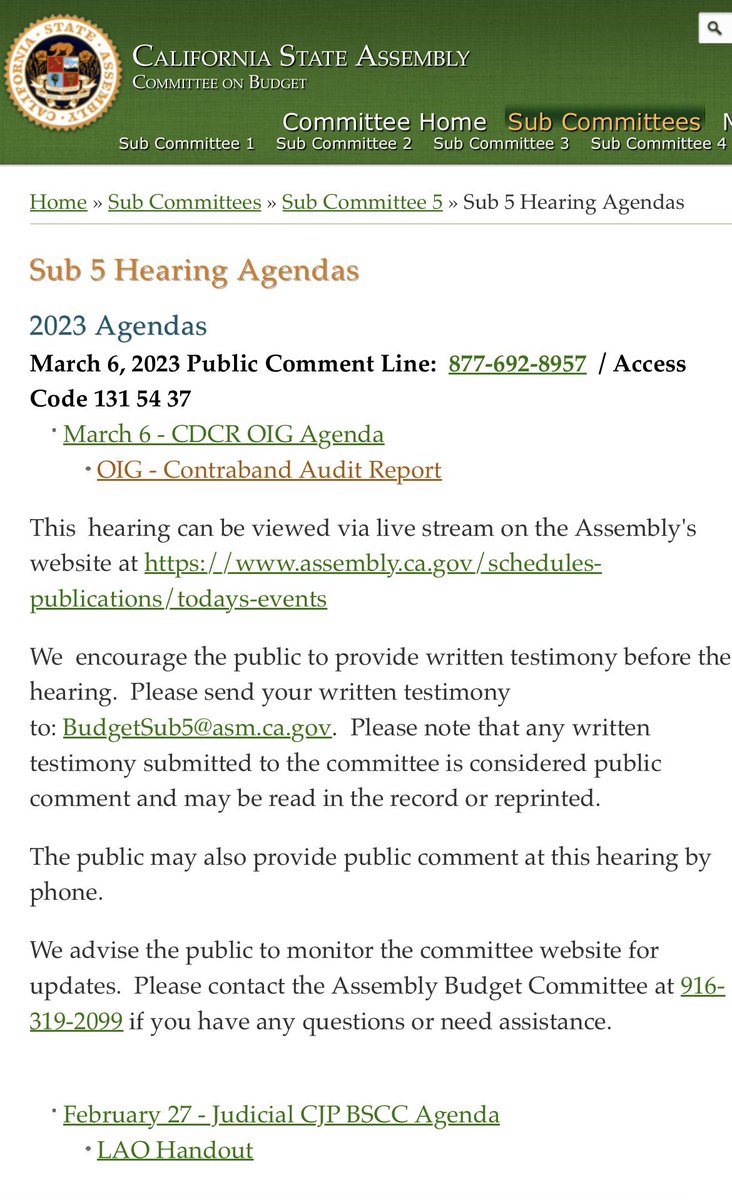 deemishell's tweet photo. CA House Sub Five hearing today should discuss OIG contraband audit. 💡 https://t.co/MWsLmXTCDs