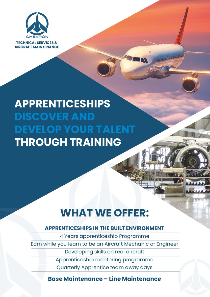 Chevron (@chevron_tech) on Twitter photo Were excited for Scottish Apprenticeship week and we will be opening 3 apprentice positions at Prestwick.
Email to find out more: hr@chevron.org.uk
#ScotAppWeek23! #Apprenticeships #earnwhileyoulearn #aviation #aircraftmechanic #aircraftengineer #mro Were excited for Scottish Apprenticeship week and we will be opening 3 apprentice positions at Prestwick.
Email to find out more: hr@chevron.org.uk
#ScotAppWeek23! #Apprenticeships #earnwhileyoulearn #aviation #aircraftmechanic #aircraftengineer #mro