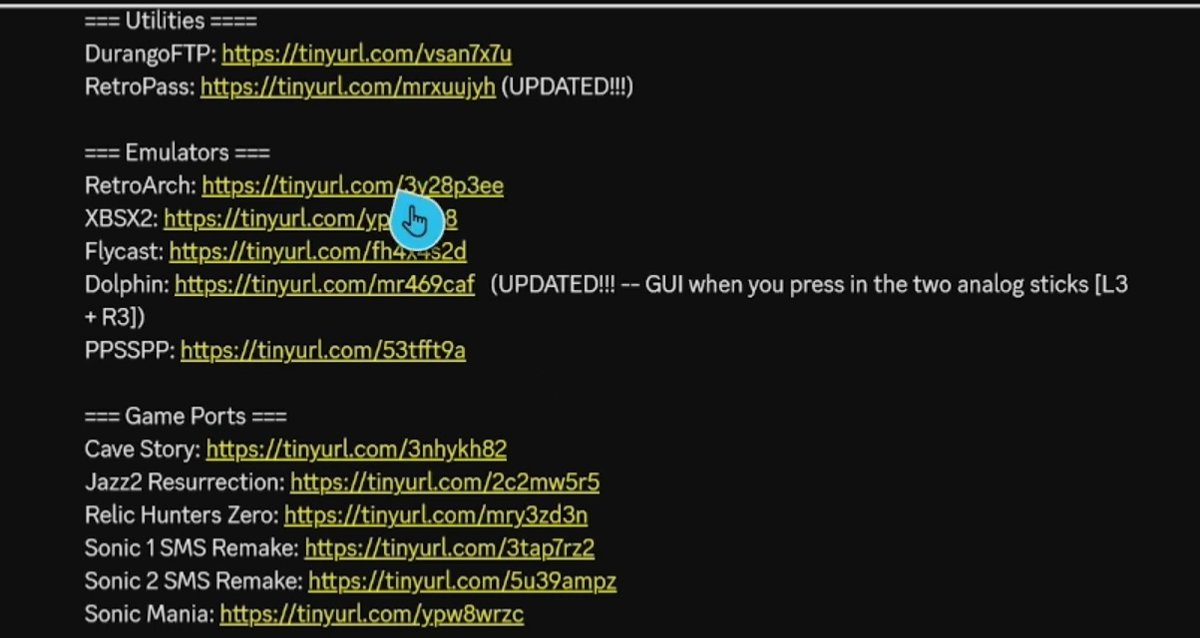Lelzed's tweet image. For those who don't wanna join the retail app discord for retroarch/ppsspp/Flycast/XBSX2 ect.

Just go onto your Microsoft Edge browser on xbox one/series and type the tinyurl link in the Web browser, same works for minecraft mods also. #xboxone #xbox    #retrogrames