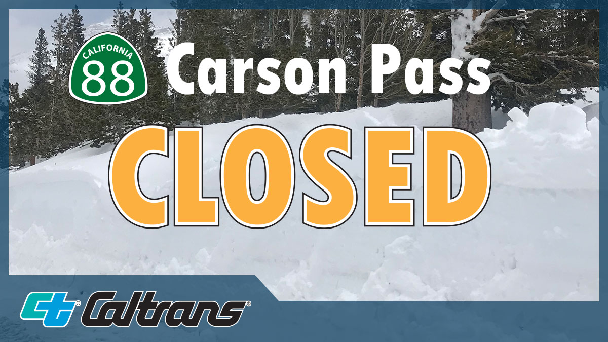 CaltransDist10's tweet photo. #TrafficAdvisory
SR-88 currently is closed east of Ham’s Station, &amp; from east of Silver Lake to Kirkwood (Carson Spur) &amp; east of Kirkwood to west of Picketts Junction (Carson Pass) due to snow. Check https://t.co/sgfT02rMbM or call 1-800-427-7623 for road information.
#BeSafe https://t.co/VWTxepE8Re