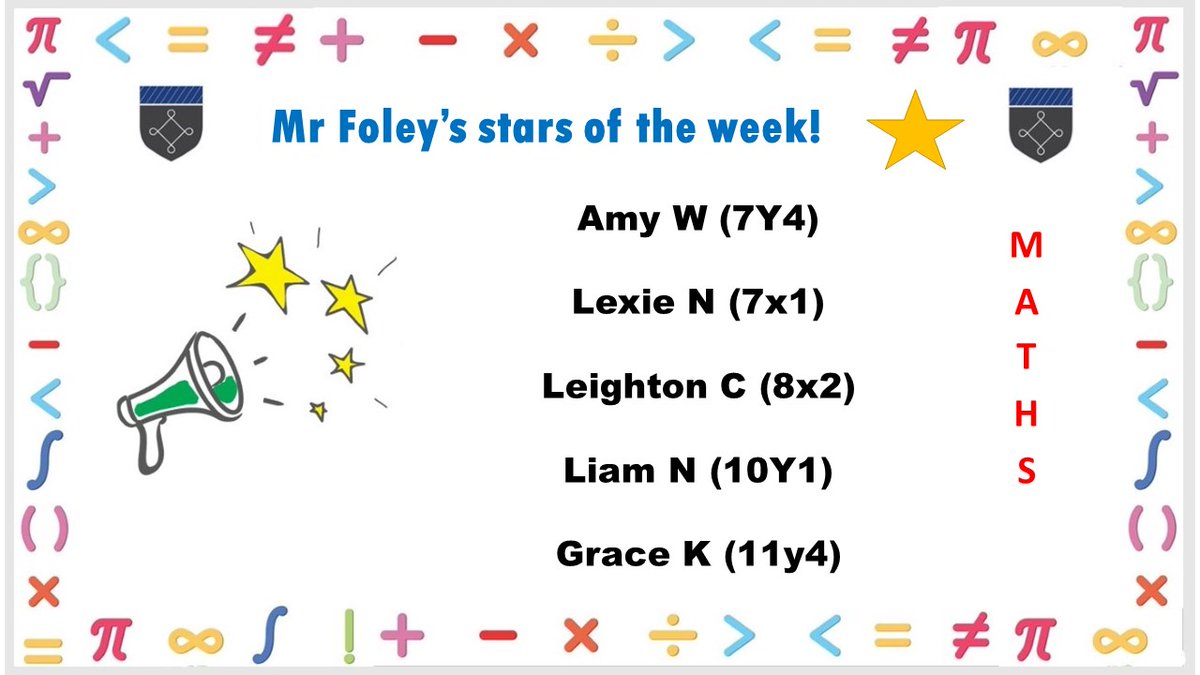 PATCarletonHigh's tweet photo. A shout out from Mr Foley to the Math's stars of the week!💫
#mathsstars #determination https://t.co/ce1jPwiFzp