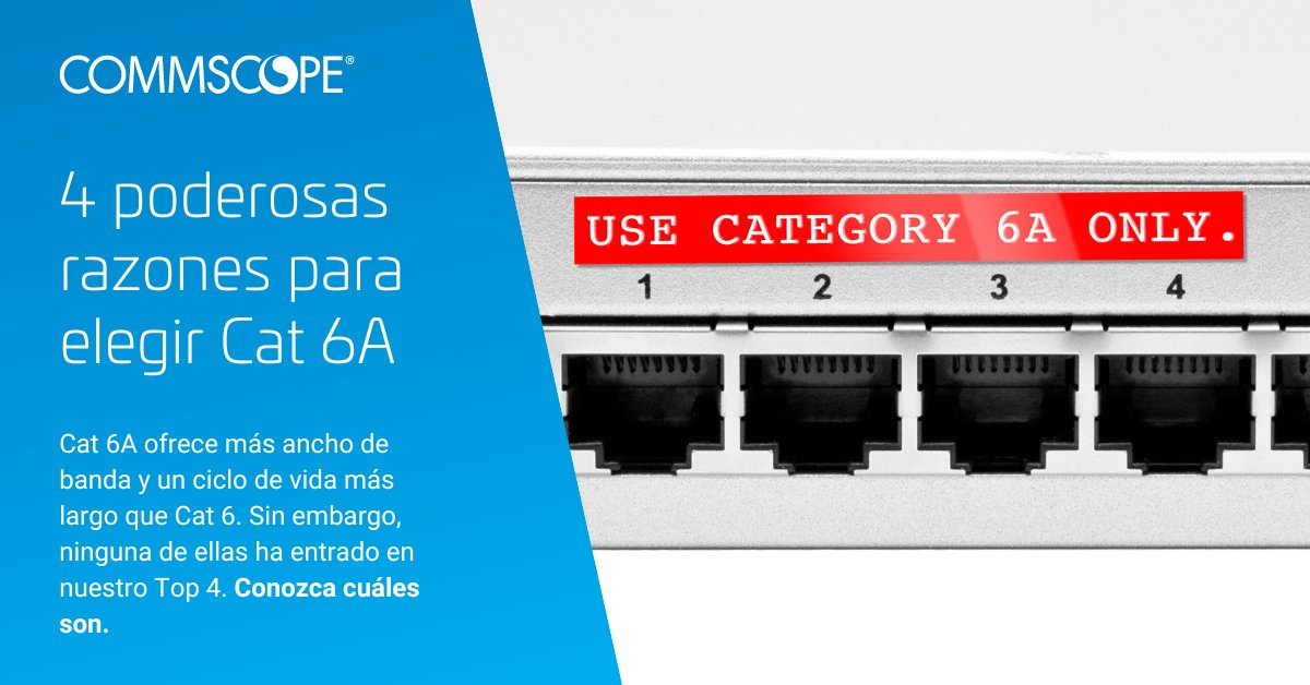 Red_In_Tech's tweet image. Cat 6A es el futuro del cableado empresarial gracias a que ofrece más ancho de banda y a su ciclo de vida más largo que Cat 6. Descubra más argumentos para elegir cableado categoría 6A
bit.ly/3U5CDnU
 #CommScopeCALA @CommScope