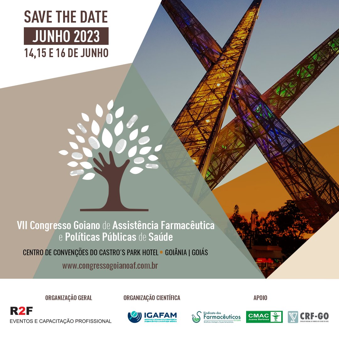 Sinfargo's tweet photo. Tá chegando o VIII Congresso Goiano de Assistência Farmacêutica e Políticas Públicas de Saúde! Será no Castros Park Hotel, em Goiânia, dias 14, 15 e 16 de junho. Em breve as inscrições serão abertas, totalmente gratuito, em formato presencial.
Apoio Sindicato dos Farmacêuticos GO https://t.co/TiaoLVYgiu
