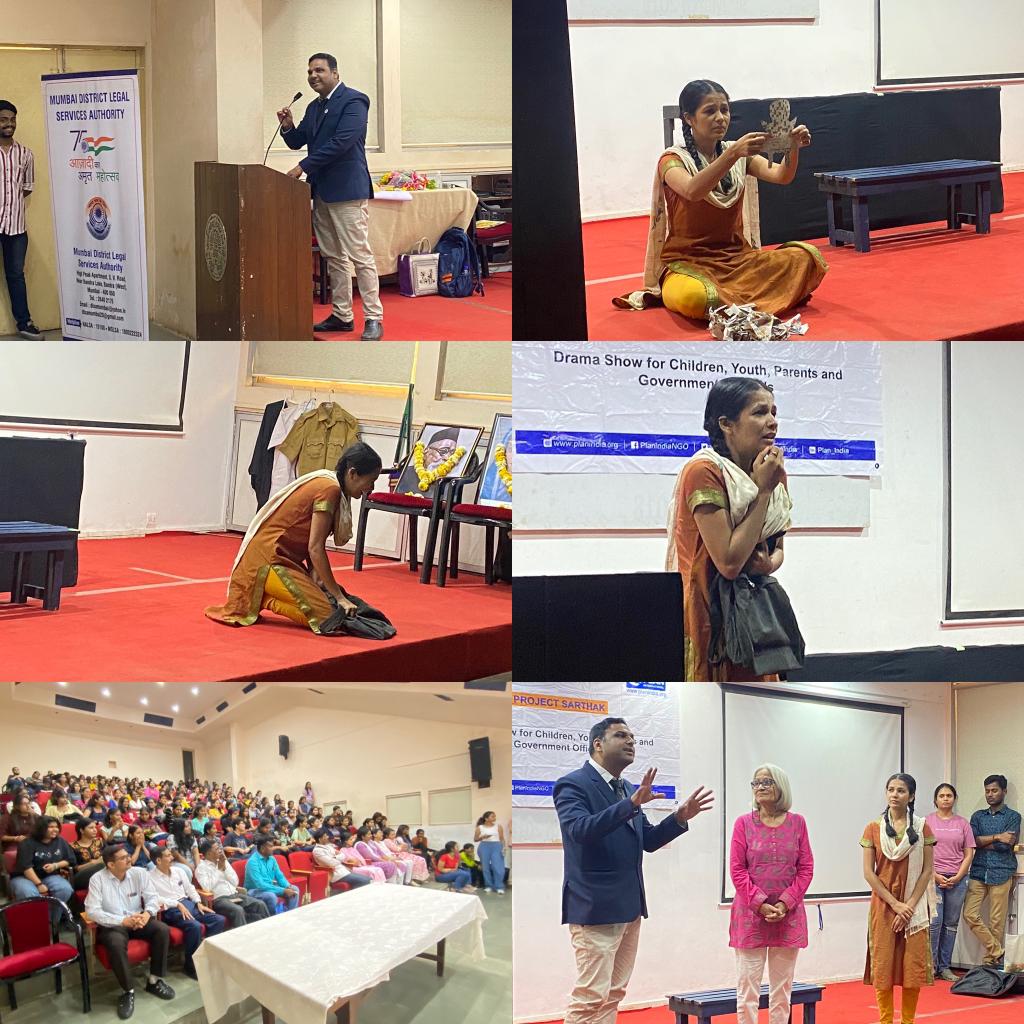 Celebration of International womens week by Dlsa Mumbai in collaboration with Plan India at Sndt Juhu by performance of Role play on public awareness on pocso "अभया" written and directed by Mina Naik.