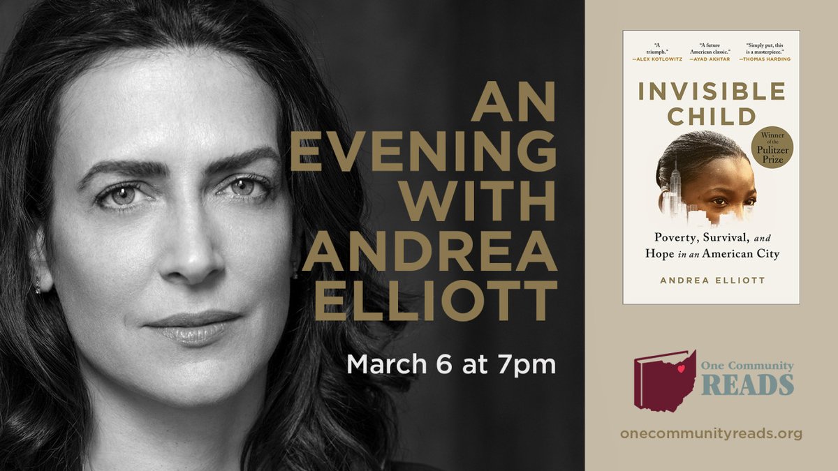 TheCityClub's tweet photo. TONIGHT at 7 pm!

#OneCommunityReads: Invisible Child: Poverty, Survival &amp; Hope in an American City

An Evening with @andreafelliott

🎫 Day of tickets are free and available only at the box office which opens at 6 pm.
https://t.co/xd0xBFnbrN https://t.co/3ZFxC9Nne0