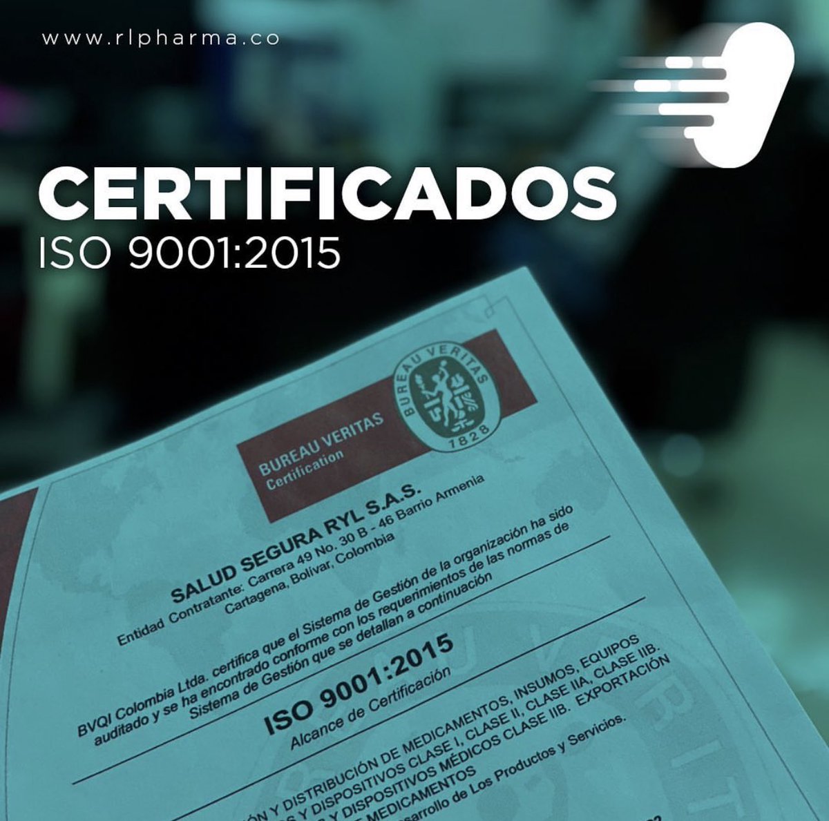 rlpharmaco's tweet photo. Mas allá de nuestras certificaciones en calidad, nuestro compromiso es con los Colombianos. #Iso9001 #Salud #colombia #IPS #medicamentos https://t.co/6ZX9Cr4ZPS