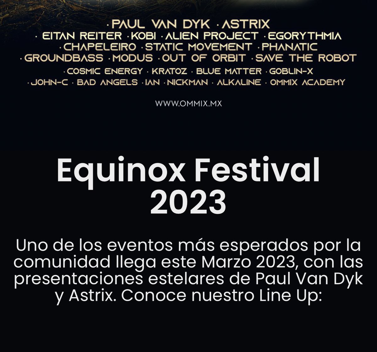EMPOTV's tweet photo. Los amantes del #psytance tienen una cita en #equinoxfestival el próximo 18 y 19 de Marzo. @OmmixMexico
Consigue ya tus accesos aquí:
https://t.co/BOpJuA6eMm https://t.co/tCz6kkJ4JC
