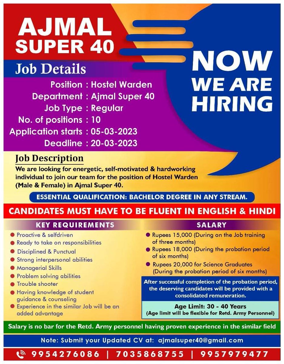 MBQasmi's tweet photo. #JobOpening
#AjmalFoundation
#AS40
#AjmalCSR https://t.co/DHYAl92klX