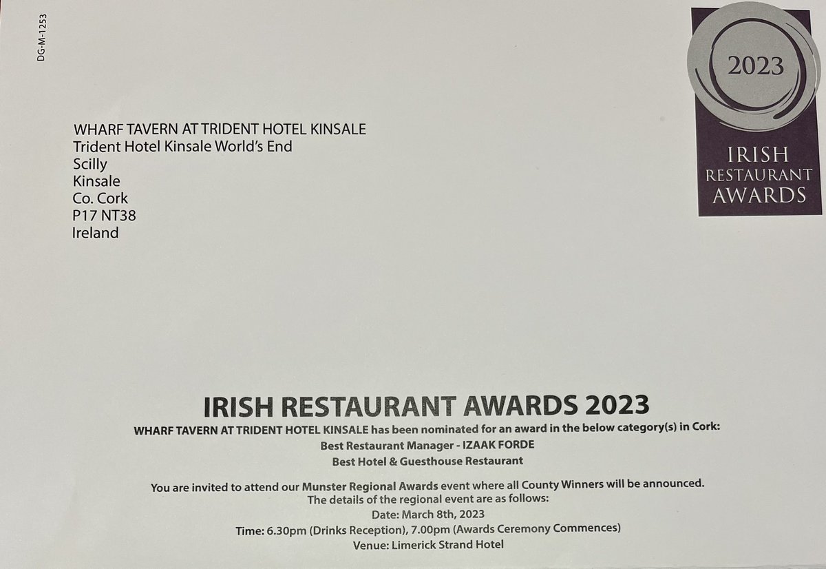 We are so proud Izaak has been nominated for an award in the category Best Restaurant Manager at the Irish Restaurant Awards 🤩 A special thank you to everyone who voted it is very much appreciated 🥰 #BestManager #Kinsale #Cork #WestCork #irishrestaurantawards2023 #bestofluck 🤞