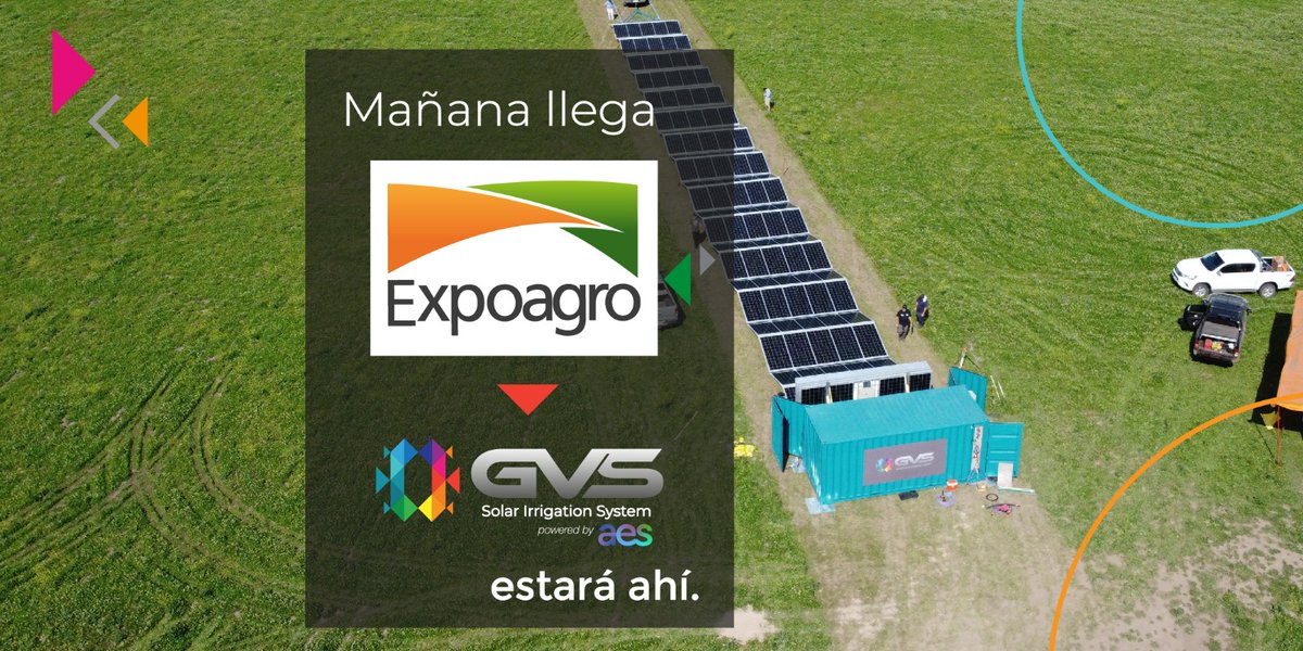GvsSolar's tweet image. 📢 Mañana llega Expoagro Argentina y GVS estará ahí junto a AES ARGENTINA para que puedas conocer lo último en innovación y sustentabilidad para tu campo. 📢
👉 Te esperamos en el lote N°228.
💦 ➕ 🔅 ➕ 🚜 ➕ 🌱

#GVS #Riegosolar, #Agroinnovación, #campoargentino