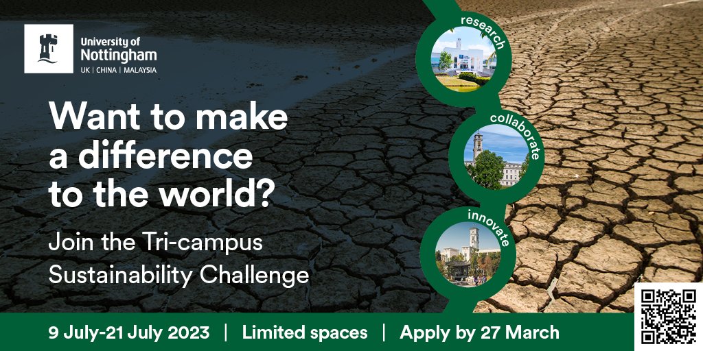 <a href="/UoNScience/">UoN Science</a> students - fancy doing something a bit different this summer? Join students from UoN's three international campuses to solve the planet's biggest challenges tinyurl.com/yp9cpnzs #tricampuschallenge