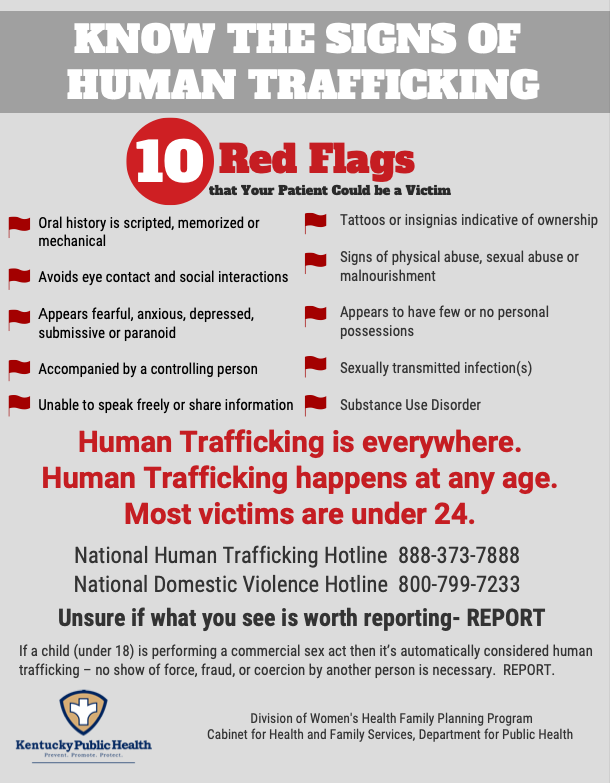 darby_potter4's tweet photo. Because traffickers often isolate their victims, identifying possible victims of human trafficking can be difficult. However, we all have the potential of discovering one of these situations. Knowing the indicators and red flags to look out for could save a life! #WKUsocialworkHT https://t.co/Ghq3E6bSZ0