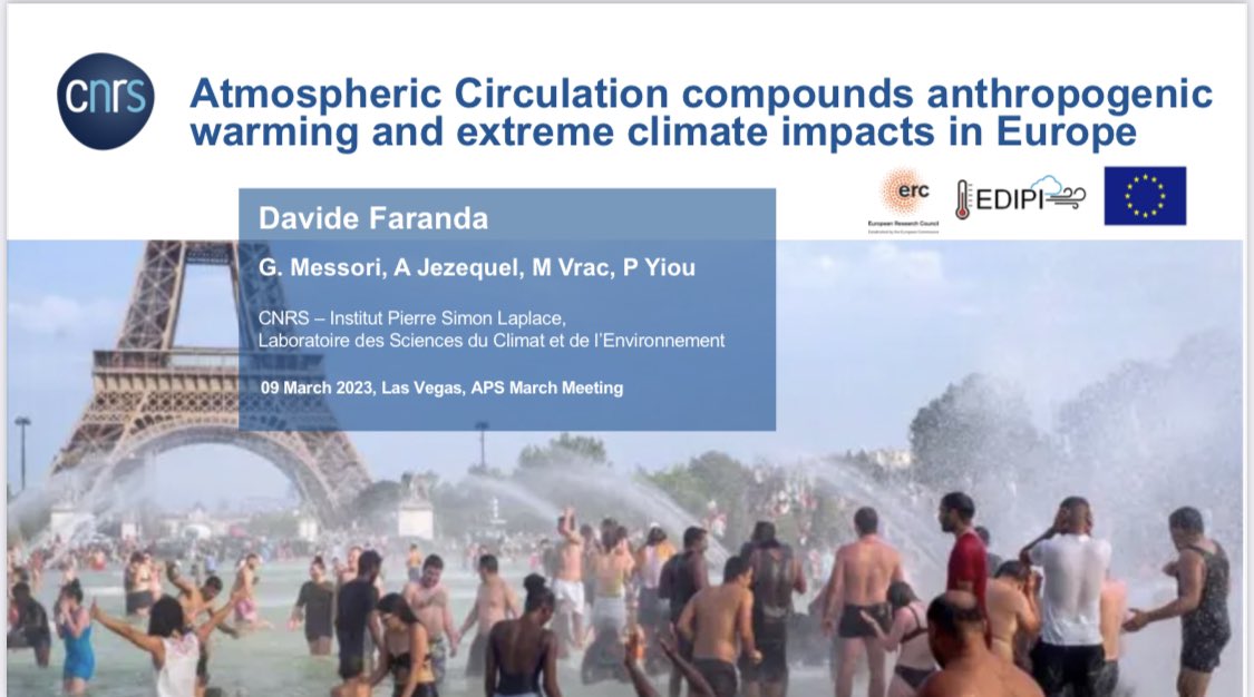 Davide Faranda (@davifaranda) on Twitter photo Excited for my @APSMeetings presentation, today at 2pm in room 414 in the session «extreme events, tipping points and abrupt changes of the #climate system». I will talk on how to link deadly #heatwaves to the physics of climate systems <a href="/edipi_project/">EDIPI Project</a> <a href="/XaidaProject/">Xaida Project</a> <a href="/IPSL_outreach/">IPSL 🌍</a> Excited for my @APSMeetings presentation, today at 2pm in room 414 in the session «extreme events, tipping points and abrupt changes of the #climate system». I will talk on how to link deadly #heatwaves to the physics of climate systems <a href="/edipi_project/">EDIPI Project</a> <a href="/XaidaProject/">Xaida Project</a> <a href="/IPSL_outreach/">IPSL 🌍</a>