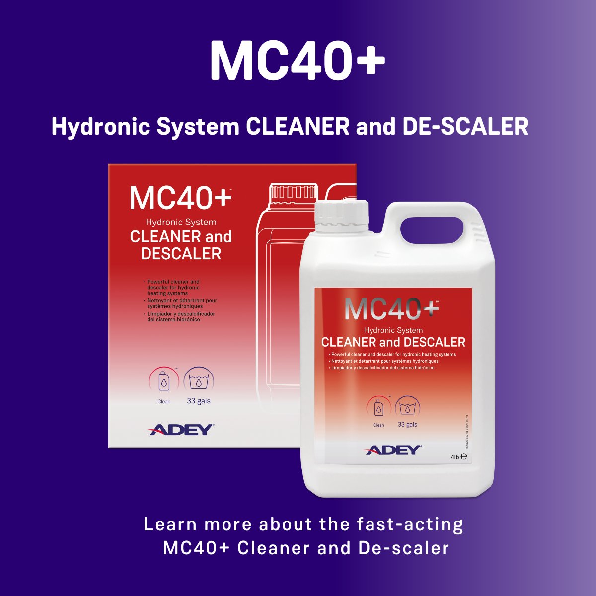 ADEY_NA_'s tweet image. MC40+™ Hydronic Heating System Cleaner &amp;amp; De-scaler is a powdered chemical cleaner specially designed to remove limescale deposition, calcium, and magnetite to restore existing boiler systems. 

Learn more: bit.ly/3Yn2WrF

#Adey #SystemCleaner #SystemDescaler #MC40
