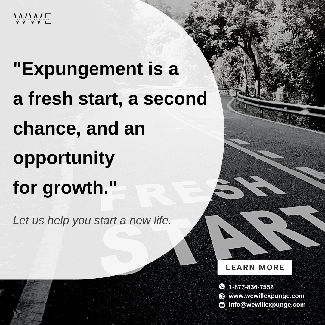 Expungement is the process of removing a criminal record and it's something that everyone should look into! If you've been convicted of an offense and are interested in learning more about this process.

#WeWillExpunge #Expungement #ClearYourRecord #SecondChance
