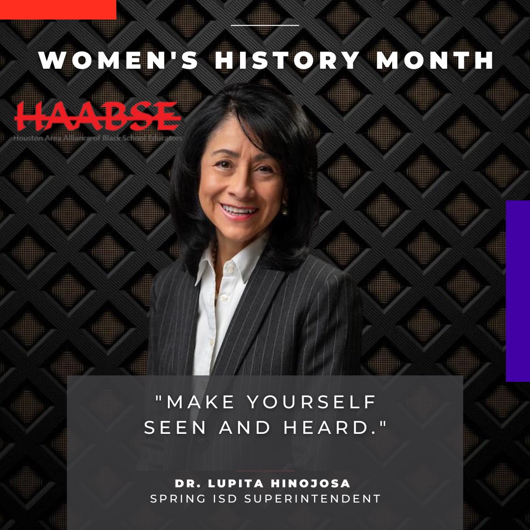 Thank you @SpringISD_Super for your support of HAABSE and for all you do for the students of @SpringISD. WE CELEBRATE YOU! #HAABSEWomenInHistory