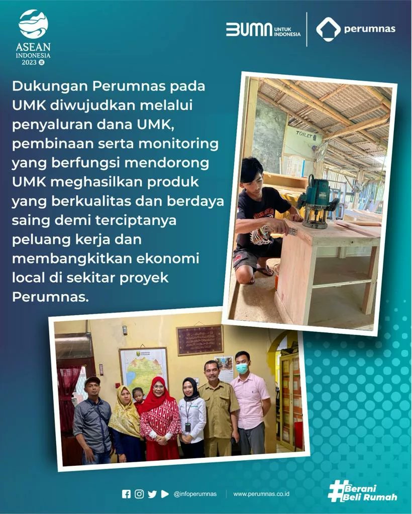 Bumn_Kdi_Rapi's tweet photo. Guna mewujudkan UMK yang tangguh dan mandiri serta mampu memberikan manfaat nyata bagi pembangunan ekonomi dan sosial, Perumnas melalui program pendanaan UMK menyalurkan bantuan dan pembinaan bagi mitra-mitra UMK Binaan.

#DukungIndustriMebel
#TJSLPerumnas https://t.co/jPPtKw7ERH