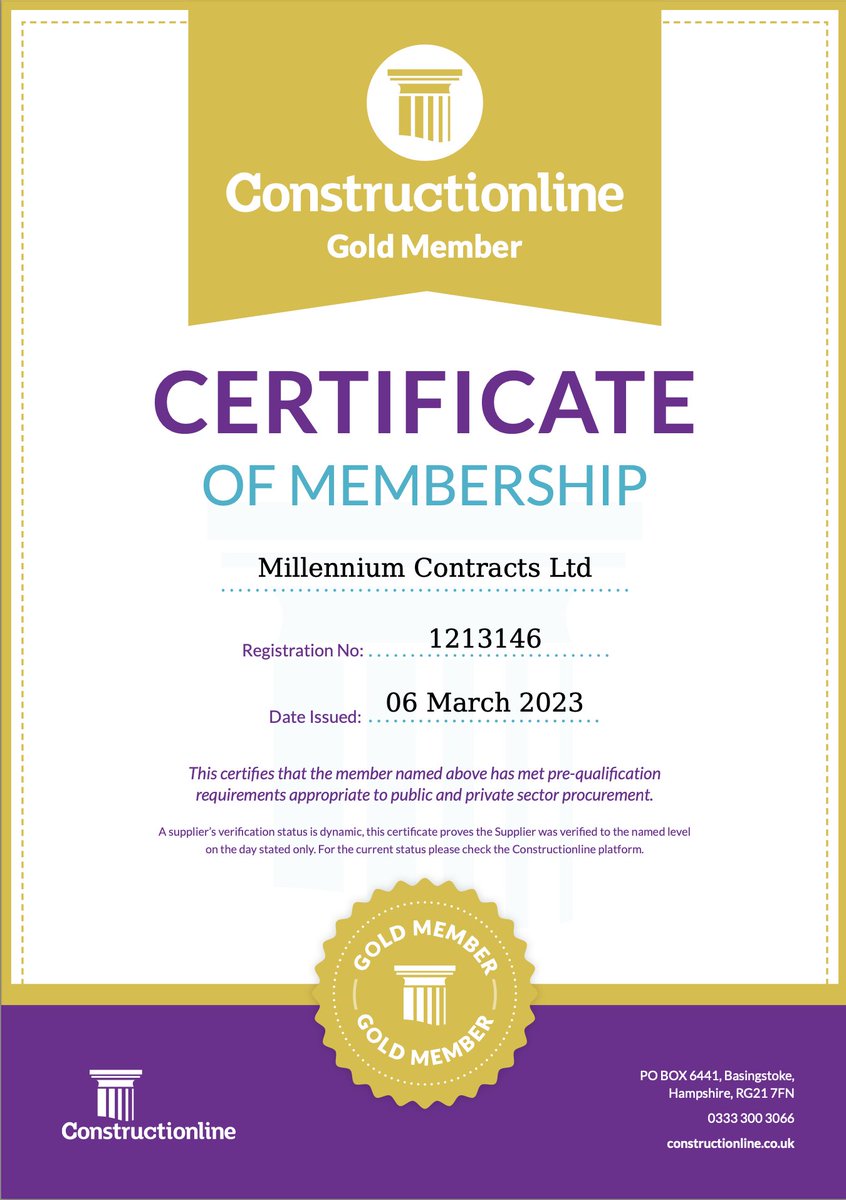 Delighted to achieve Constructionline Gold &amp; SSIP Certification! Testament to our Environmental, Health &amp; Safety, Quality policies &amp; procedures. <a href="/constructline/">Constructionline</a>