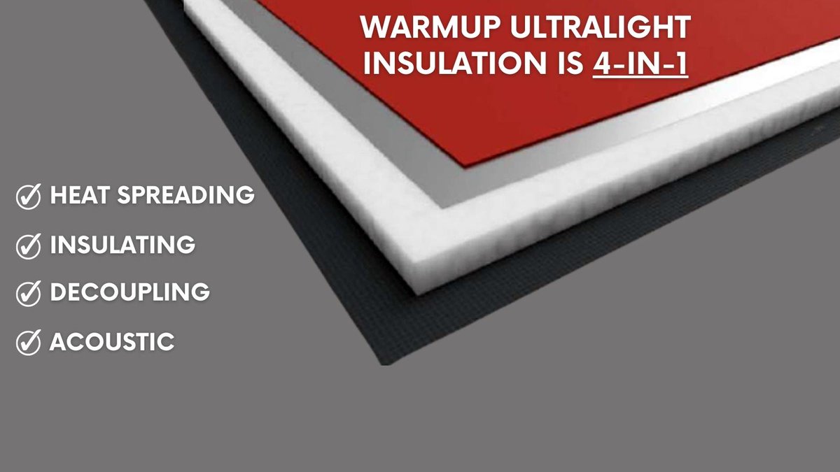 NEW!! Ultralight insulation boards are officially 4-in-1: insulating, decoupling, heat spreading, and acoustic. #ultralight #insulation #floorheat