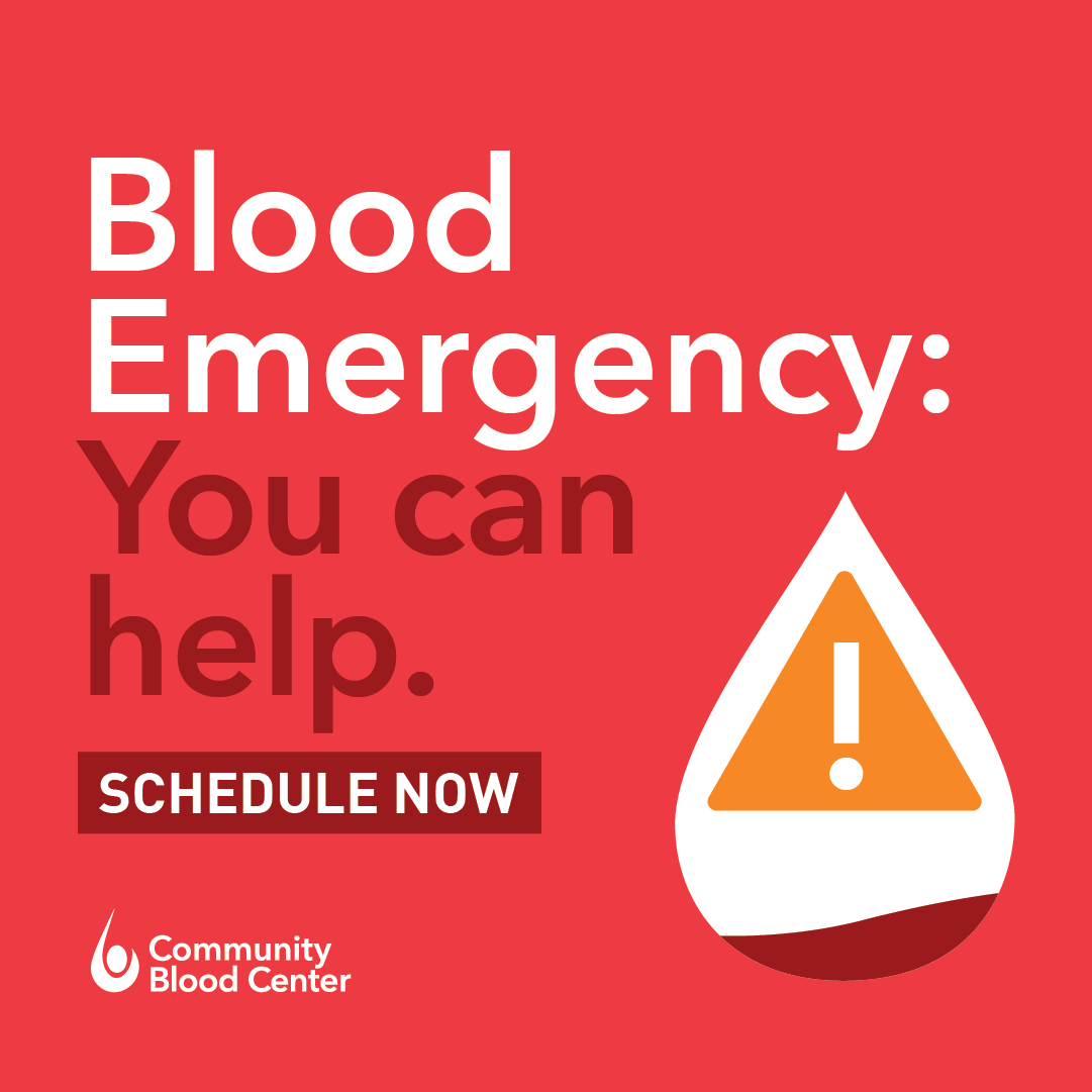 CommBloodCtrKC's tweet photo. CBC has declared a blood emergency. Cold &amp; flu season mixed with a decrease in first-time donors have all caused blood donations to decrease significantly over the past several weeks.

One hour out of your day could save 3 lives. Schedule your appointment: https://t.co/WDtVJDRBIK https://t.co/7Lo5zxsncO