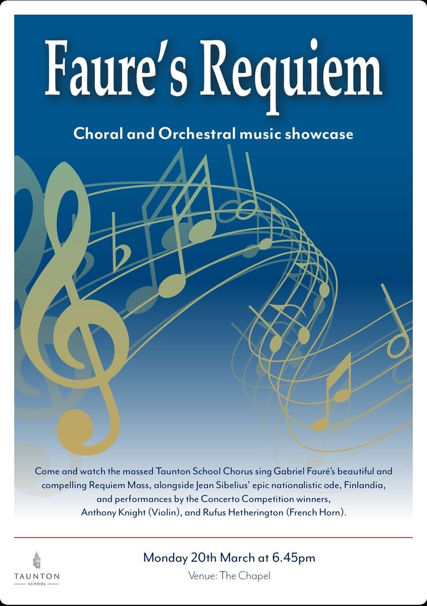 Two weeks until @tauntonschool Music department's performance of #Faure Requiem, combining Taunton School and Taunton Preparatory School students with staff, parents, OTs and visiting music teachers. #communitymusic #choir #choralsinging #Wellbeing