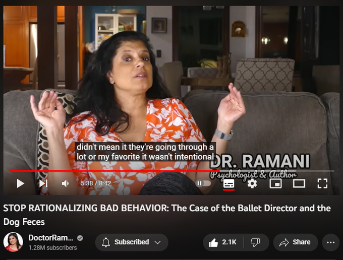 29,568 views  2 Mar 2023
SIGN UP FOR MY HEALING PROGRAM: https://doctor-ramani.teachable.com/p...

LISTEN TO MY NEW PODCAST "NAVIGATING NARCISSISM"
Apple Podcasts: https://podcasts.apple.com/us/podcast...
Spotify: https://open.spotify.com/show/2fUMDuT...
Stitcher: https://www.stitcher.com/podcast/how-...
iHeart Radio: https://www.iheart.com/podcast/1119-n...

DISCLAIMER: THIS INFORMATION IS FOR EDUCATIONAL PURPOSES ONLY AND IS NOT INTENDED TO BE A SUBSTITUTE FOR CLINICAL CARE. PLEASE CONSULT A HEALTH CARE PROVIDER FOR GUIDANCE SPECIFIC TO YOUR CASE. THIS VIDEO DISCUSSES NARCISSISM IN GENERAL. 

THE VIDEO DOES NOT REFER TO ANY SPECIFIC PERSON, AND SHOULD NOT BE USED TO REFER TO ANY SPECIFIC PERSON, AS HAVING NARCISSISM. PERMISSION IS NOT GRANTED TO LINK TO OR REPOST THIS VIDEO, ESPECIALLY TO SUPPORT AN ALLEGATION THAT THE MAKERS OF THIS VIDEO BELIEVE, OR SUPPORT A CLAIM, THAT A SPECIFIC PERSON IS A NARCISSIST. THAT WOULD BE AN UNAUTHORIZED MISUSE OF THE VIDEO AND THE INFORMATION FEATURE