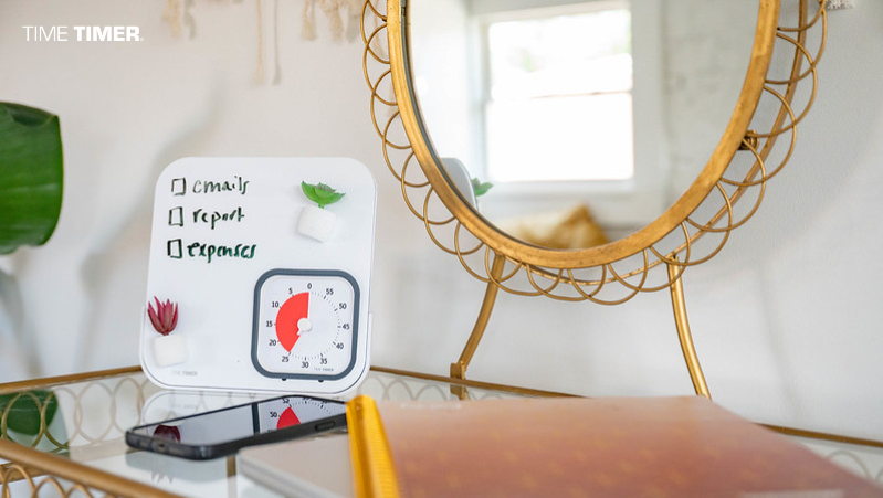 TimeTimer's tweet photo. People with #ADHD, adults included, sometimes have impaired short-term memory. This can mean that your list of tasks can easily slip from your thoughts. The #TimeTimer Dry Erase Board is great for all ages and can be a place where to-dos live so they are front and center! https://t.co/nVN464eYnm
