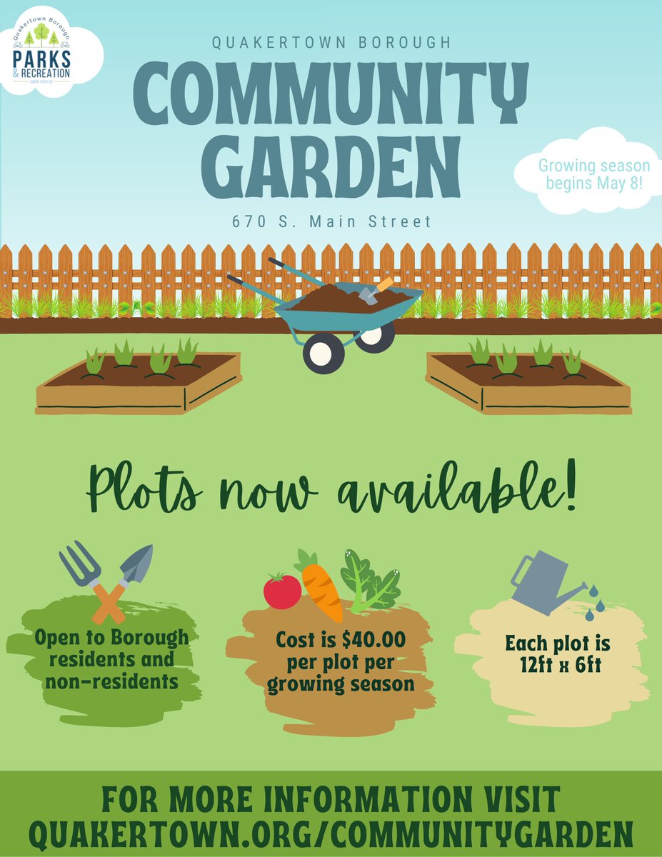 Applications for the Community Garden are now available on Quakertown.org/CommunityGarden!🍅🥬
