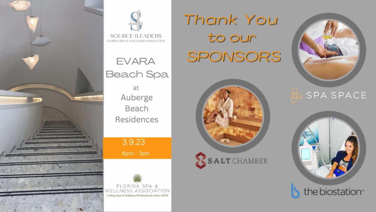 The Launch event for the Source4Leaders on March 9th has SOLD OUT!
Many THANKS to our Sponsors and New Members!
We are still taking applications for New Spa Members and Sponsors for our second quarter event. 
Inquire at: info@floridaspaassociation.com
htt
conta.cc/3IRSX8c