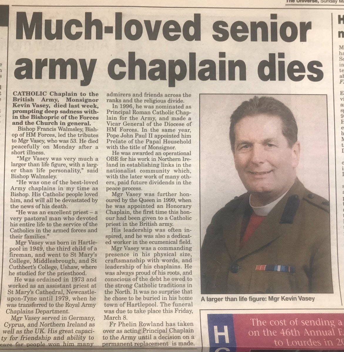 ShawBayley's tweet photo. @CatholicMilAssc The late Monsignor Kevin Vasey's (23rd) anniversary occurs in these days. Born Hartlepool 8 April 1949, died Hartlepool 4 March 2002. #Requiescat https://t.co/GYODVAHvMd