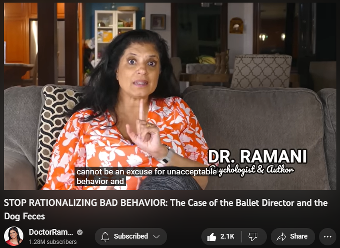 29,568 views  2 Mar 2023
SIGN UP FOR MY HEALING PROGRAM: https://doctor-ramani.teachable.com/p...

LISTEN TO MY NEW PODCAST "NAVIGATING NARCISSISM"
Apple Podcasts: https://podcasts.apple.com/us/podcast...
Spotify: https://open.spotify.com/show/2fUMDuT...
Stitcher: https://www.stitcher.com/podcast/how-...
iHeart Radio: https://www.iheart.com/podcast/1119-n...

DISCLAIMER: THIS INFORMATION IS FOR EDUCATIONAL PURPOSES ONLY AND IS NOT INTENDED TO BE A SUBSTITUTE FOR CLINICAL CARE. PLEASE CONSULT A HEALTH CARE PROVIDER FOR GUIDANCE SPECIFIC TO YOUR CASE. THIS VIDEO DISCUSSES NARCISSISM IN GENERAL. 

THE VIDEO DOES NOT REFER TO ANY SPECIFIC PERSON, AND SHOULD NOT BE USED TO REFER TO ANY SPECIFIC PERSON, AS HAVING NARCISSISM. PERMISSION IS NOT GRANTED TO LINK TO OR REPOST THIS VIDEO, ESPECIALLY TO SUPPORT AN ALLEGATION THAT THE MAKERS OF THIS VIDEO BELIEVE, OR SUPPORT A CLAIM, THAT A SPECIFIC PERSON IS A NARCISSIST. THAT WOULD BE AN UNAUTHORIZED MISUSE OF THE VIDEO AND THE INFORMATION FEATURE