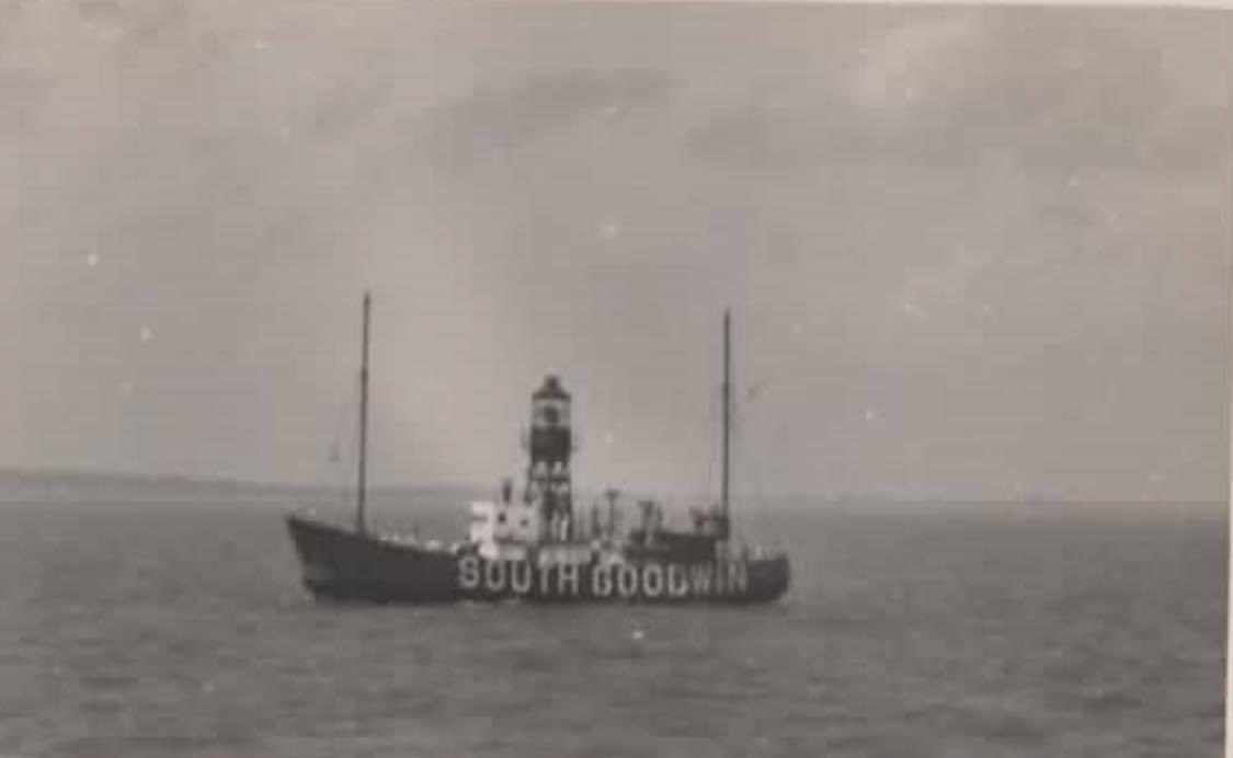 Undated photo of Lv90 South Goodwin Lightvessel,  she would be lost on station in 1954 when she broke her moorings and was carried onto the Goodwin sands, all her crew were lost, with the only survivor being an Ronald Murton from the ministry of agriculture and fisheries on board