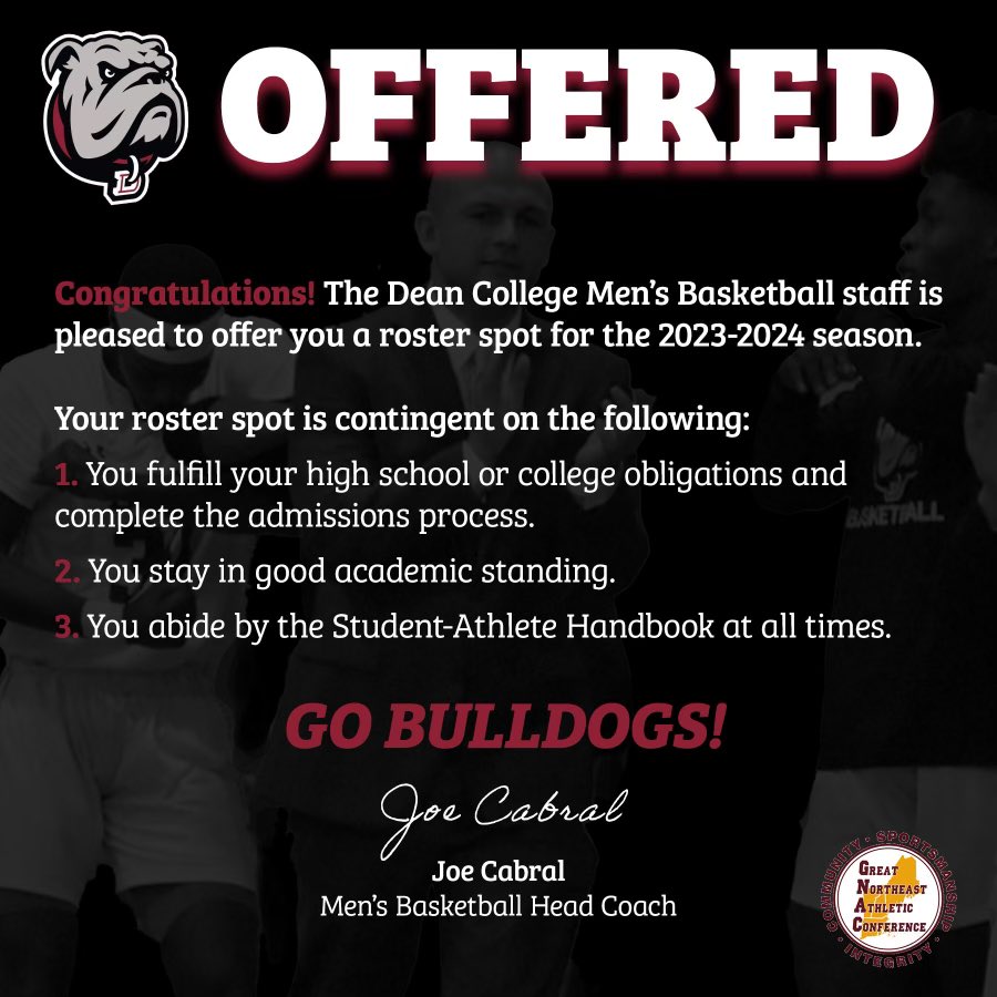 More than blessed to received a offer from Coach Cabral and Dean College #GoBulldogs❤️‍🔥 <a href="/Setboysbball/">Somerset Boys Basketball</a> <a href="/DeanMBB/">Dean College Men’s Basketball</a>