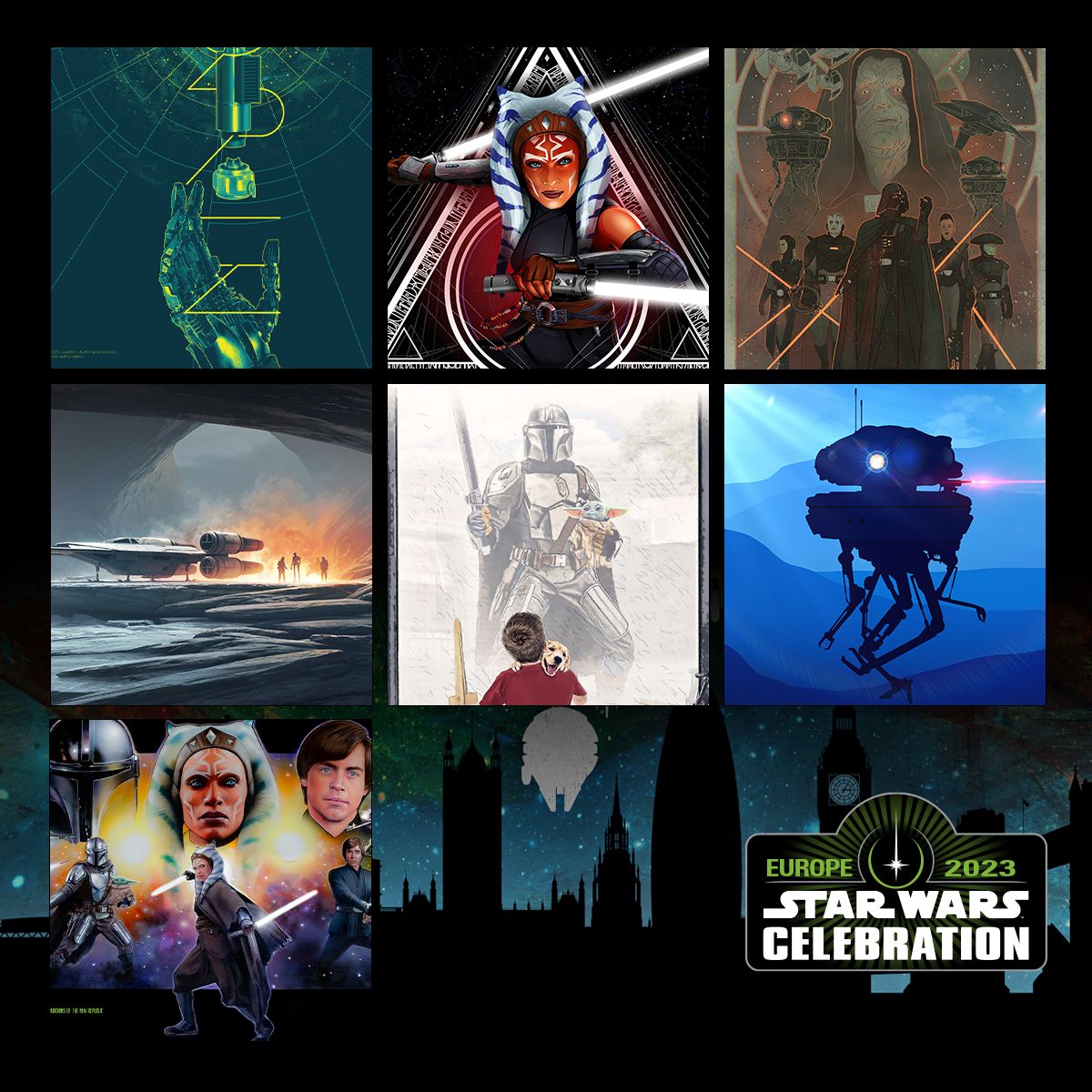 The 𝘚𝘵𝘢𝘳 𝘞𝘢𝘳𝘴 Celebration Art Show sneak peek is here! Check out the full pieces of artwork at our website here swce23.com/ArtShow.