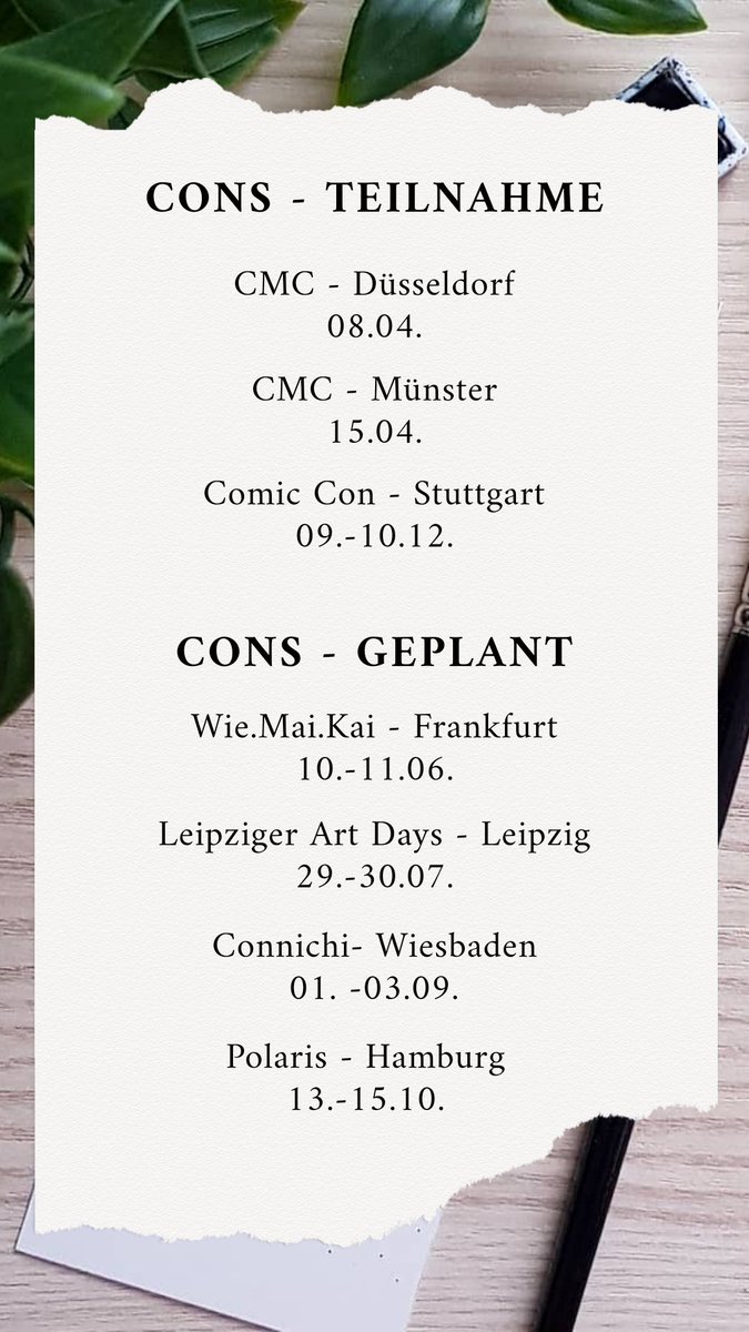 FirebuqLP's tweet image. Hey ihr Lieben! 
Ich habe mal so eine coole Liste erstellt mit Cons an denen ich teilnehme und diese die geplant sind 😊 Ich freue mich schon!
#Convention #art