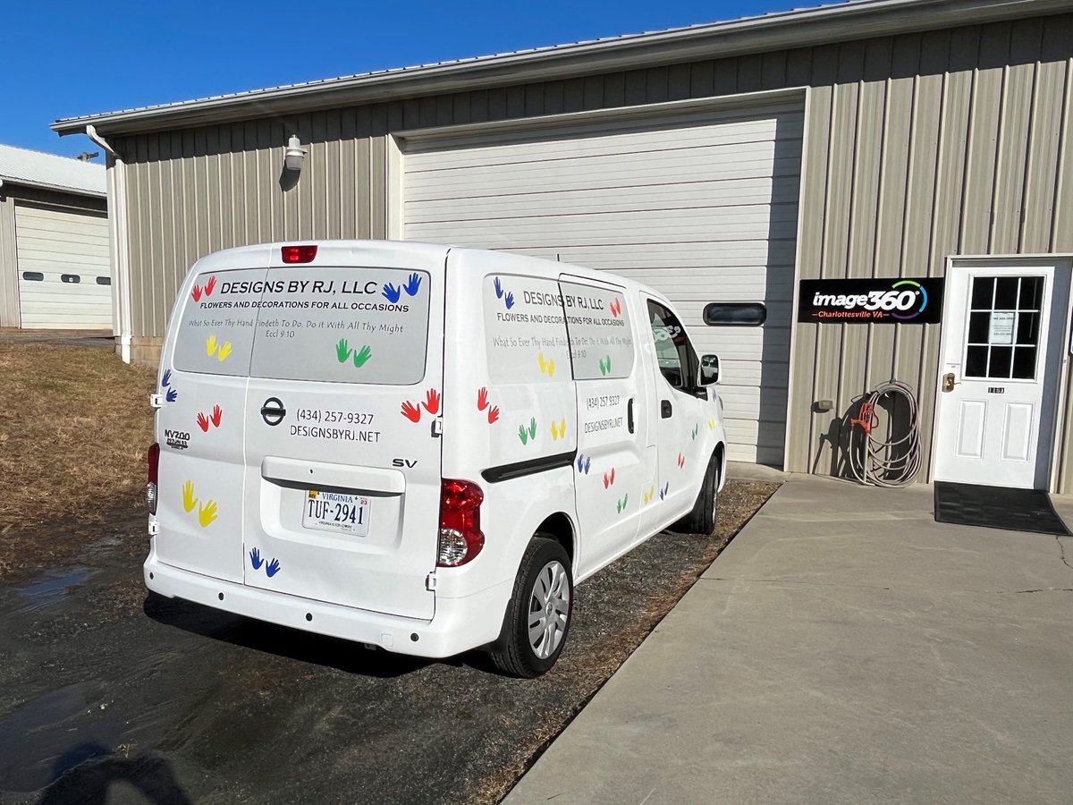 i360cville's tweet photo. Designs by RJ Fun new graphics for florist delivery van https://t.co/pIQaVBFK45
