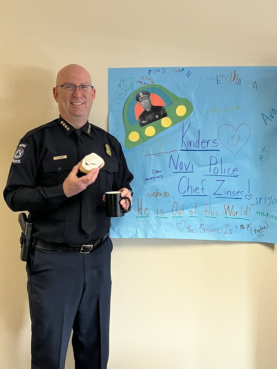Had a wonderful morning with the kindergartners from <a href="/NoviOrchardHill/">Orchard Hills Elem.</a>. We enjoyed two great books and lots of fun questions. They were so #thoughtful. I got a cinnamon roll and a sign for my office. <a href="/NCSD/">Novi Community School District</a> <a href="/novipolice/">Novi Police Department</a> #MarchIsReadingMonth